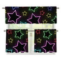 Lights Star Pattern Print 3 Piece Kitchen Curtains
