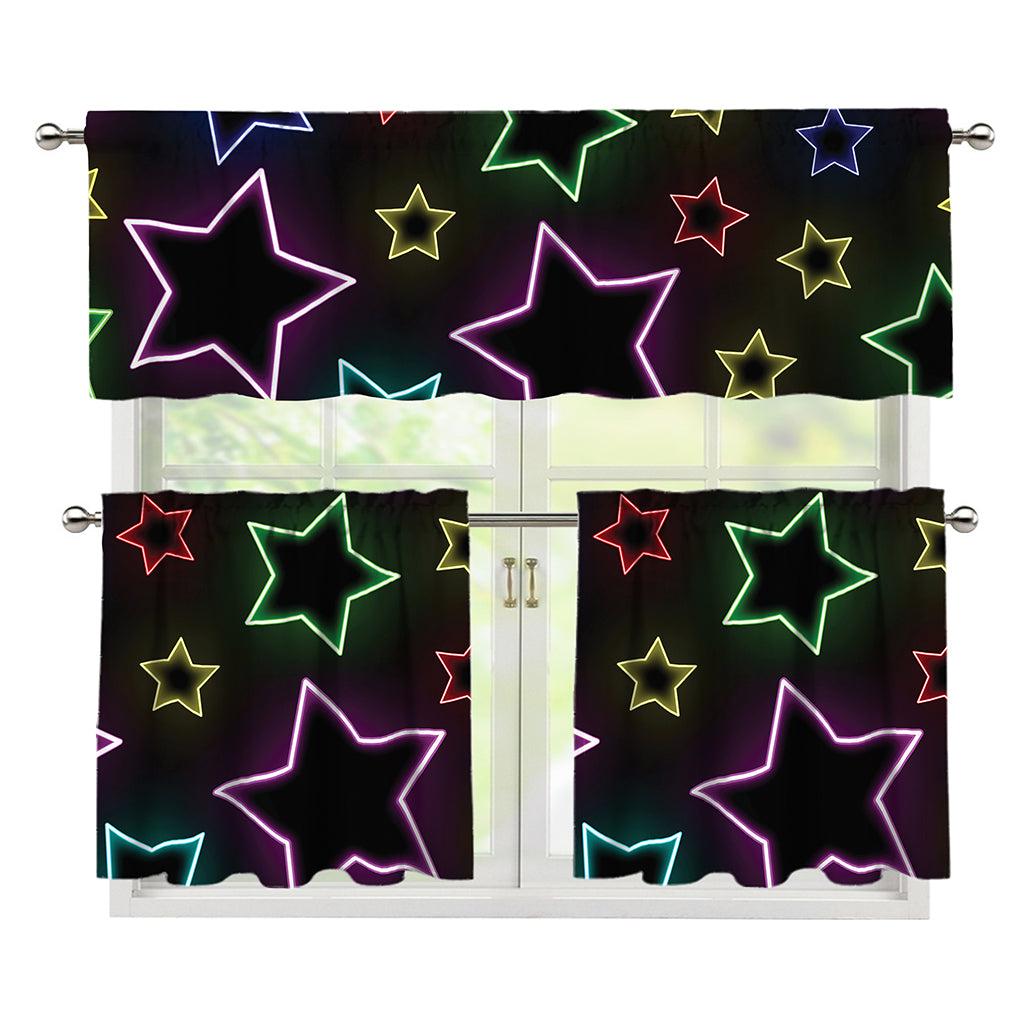 Lights Star Pattern Print 3 Piece Kitchen Curtains