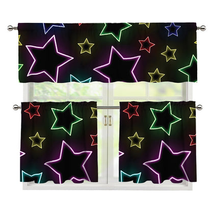 Lights Star Pattern Print 3 Piece Kitchen Curtains