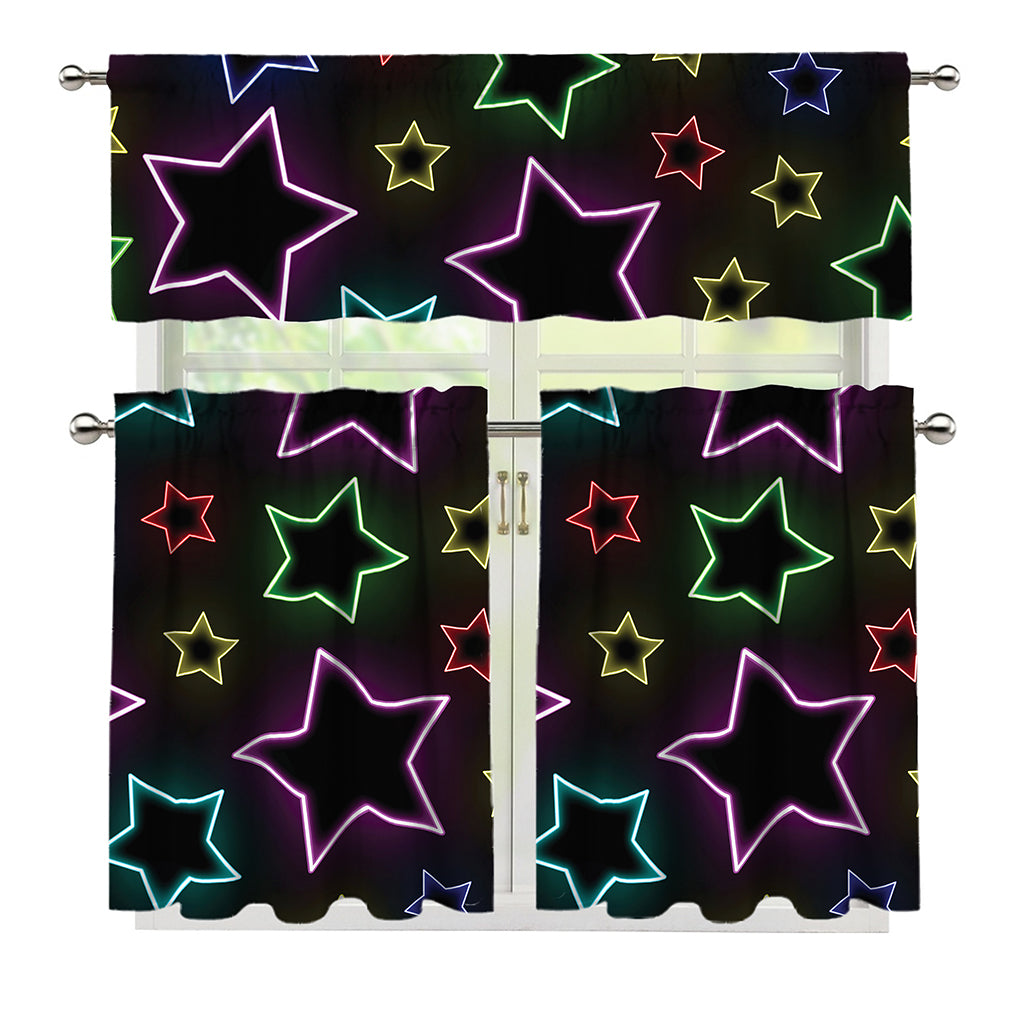 Lights Star Pattern Print 3 Piece Kitchen Curtains