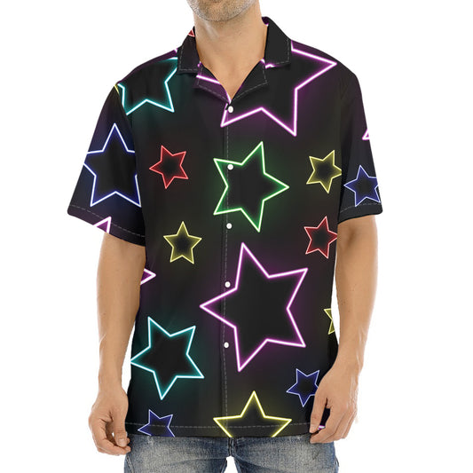 Lights Star Pattern Print Aloha Shirt