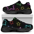 Lights Star Pattern Print Black Chunky Shoes