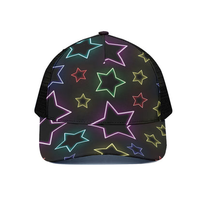 Lights Star Pattern Print Black Mesh Trucker Cap