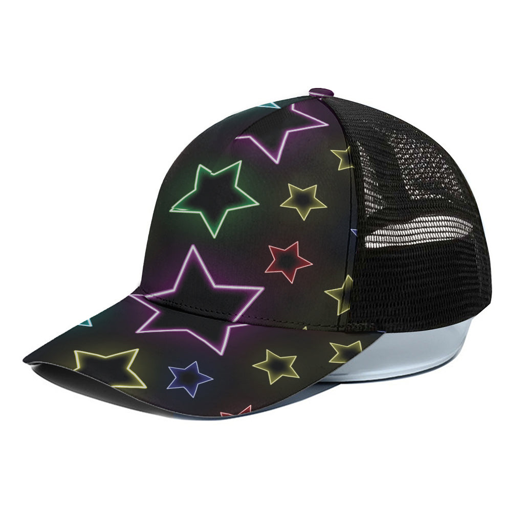 Lights Star Pattern Print Black Mesh Trucker Cap