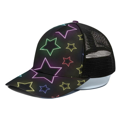 Lights Star Pattern Print Black Mesh Trucker Cap
