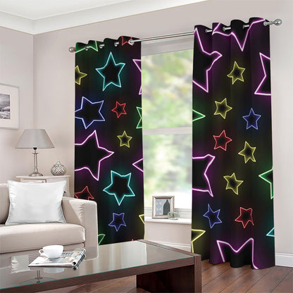 Lights Star Pattern Print Blackout Grommet Curtains
