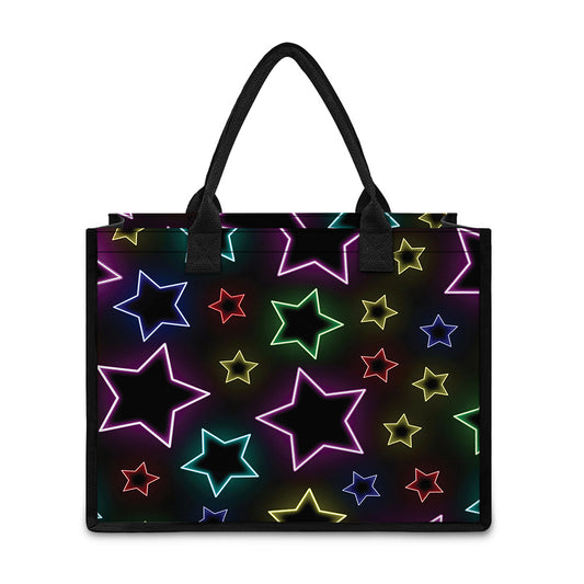 Lights Star Pattern Print Canvas Tote Bag