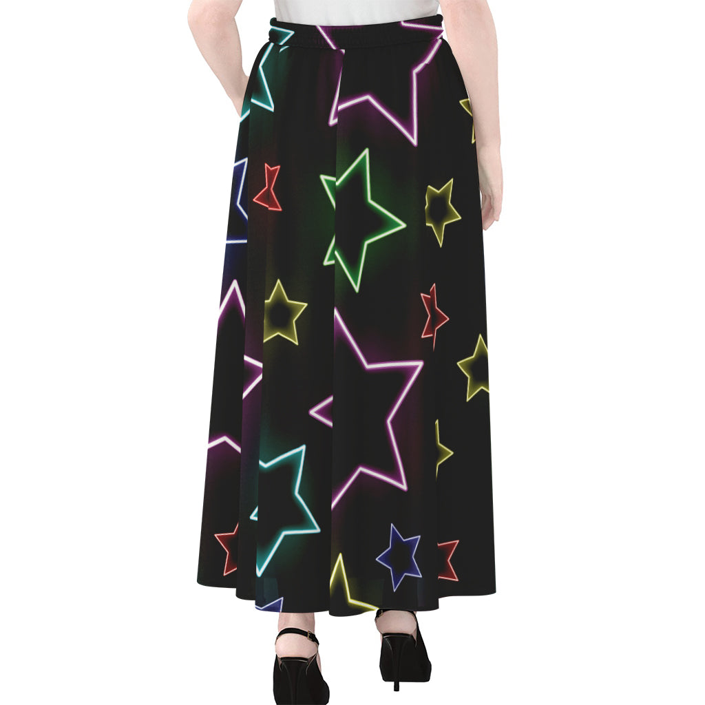 Lights Star Pattern Print Chiffon Maxi Skirt