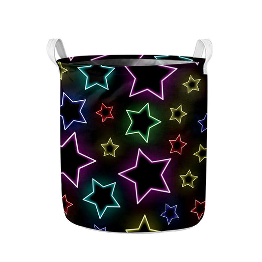 Lights Star Pattern Print Collapsible Laundry Basket