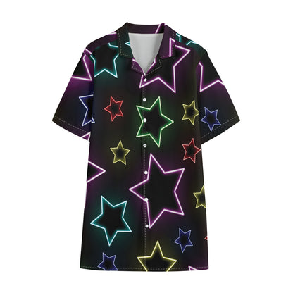 Lights Star Pattern Print Cotton Hawaiian Shirt