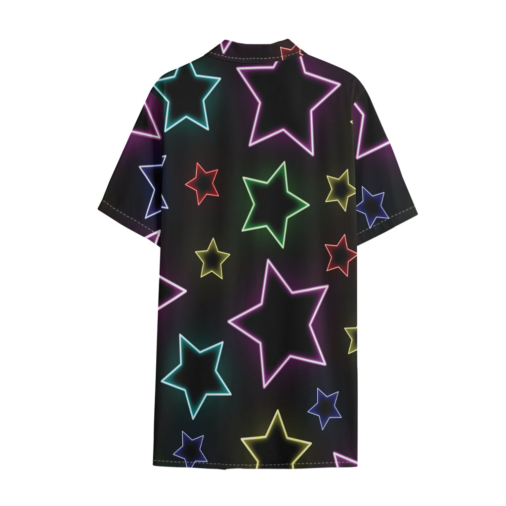 Lights Star Pattern Print Cotton Hawaiian Shirt