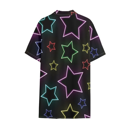 Lights Star Pattern Print Cotton Hawaiian Shirt