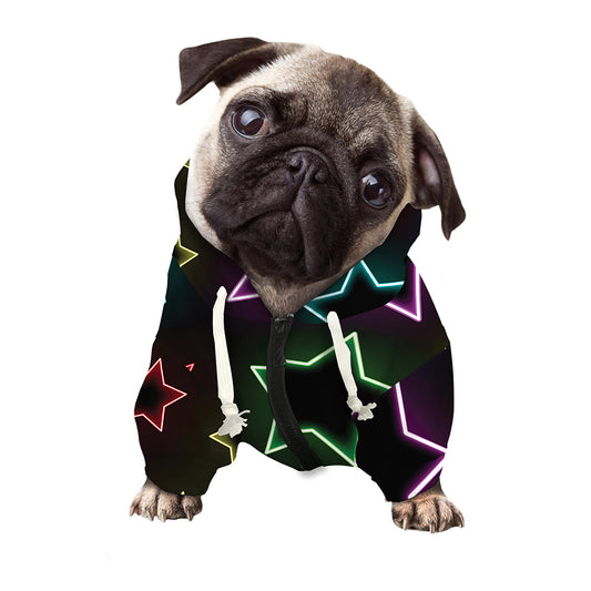 Lights Star Pattern Print Dog Zip Up Hoodie