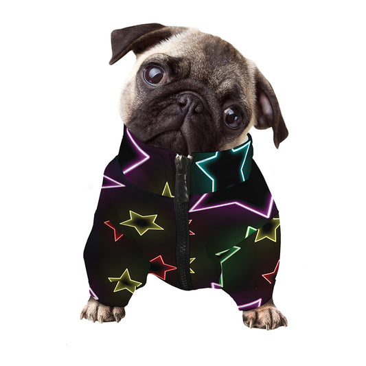Lights Star Pattern Print Dog Zip Up Jacket