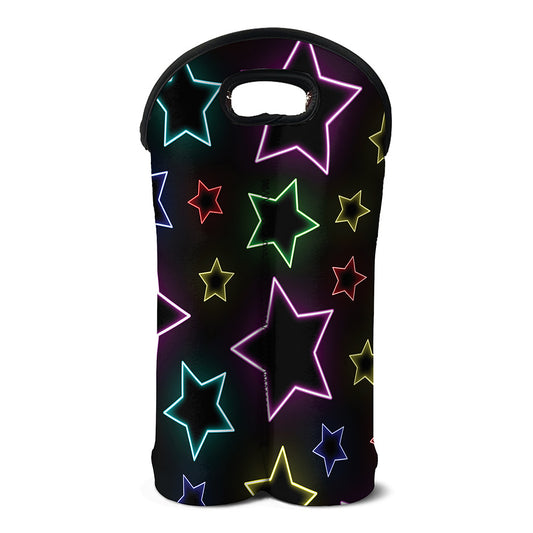 Lights Star Pattern Print Double Neoprene Wine Tote