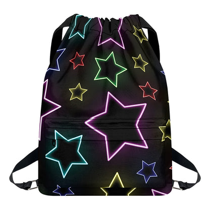 Lights Star Pattern Print Drawstring Backpack
