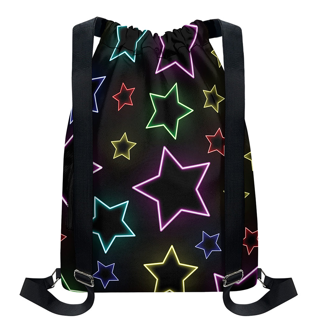 Lights Star Pattern Print Drawstring Backpack