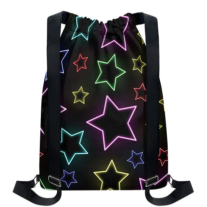 Lights Star Pattern Print Drawstring Backpack