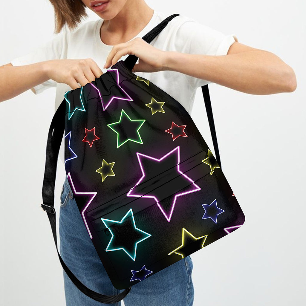 Lights Star Pattern Print Drawstring Backpack