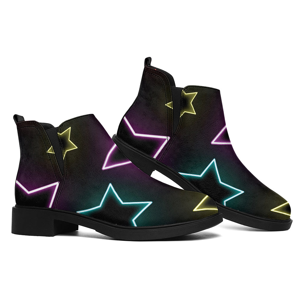 Lights Star Pattern Print Flat Ankle Boots