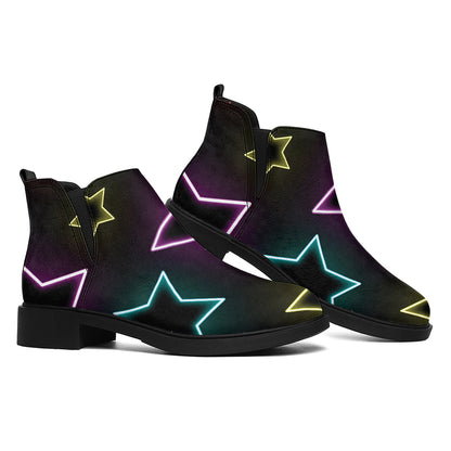 Lights Star Pattern Print Flat Ankle Boots