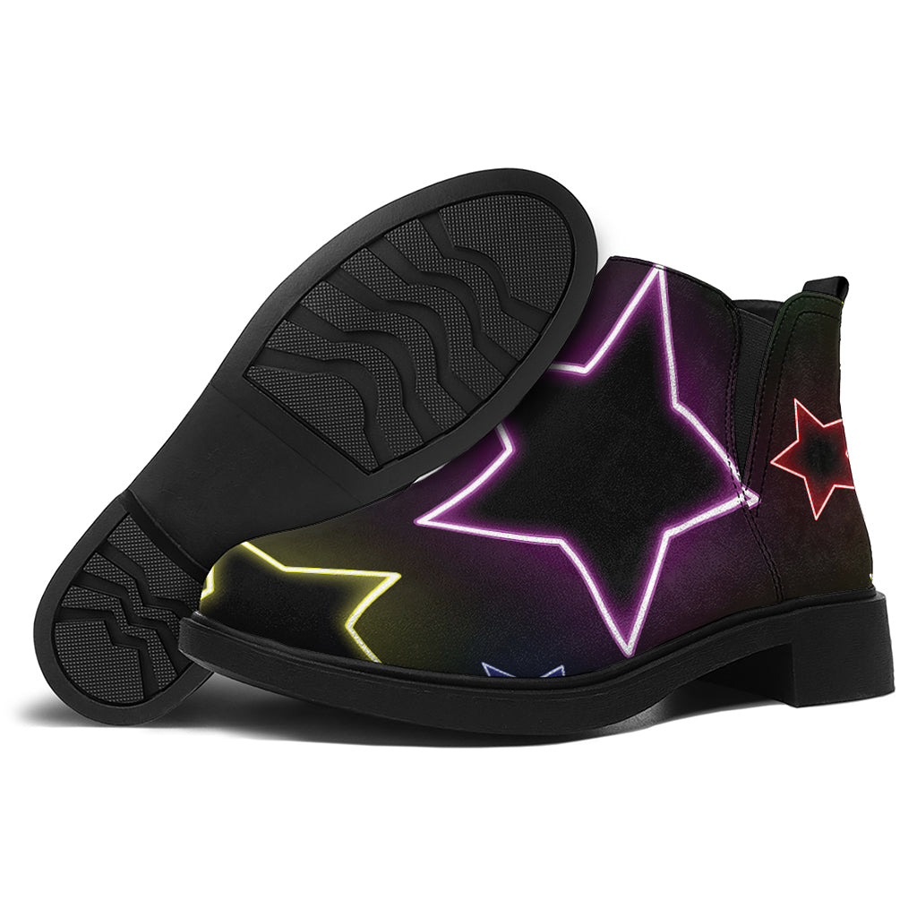 Lights Star Pattern Print Flat Ankle Boots
