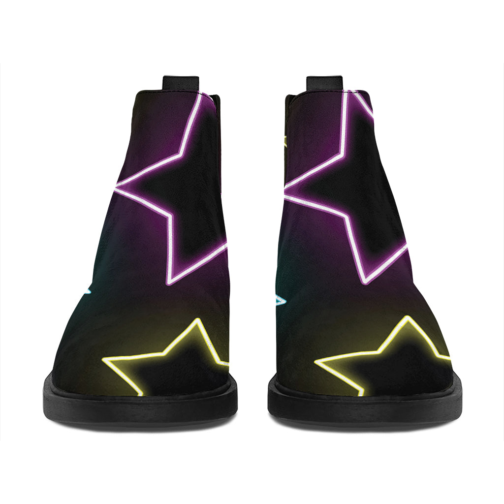 Lights Star Pattern Print Flat Ankle Boots