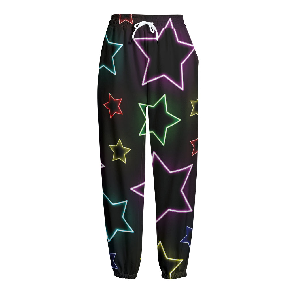 Lights Star Pattern Print Fleece Lined Knit Pants