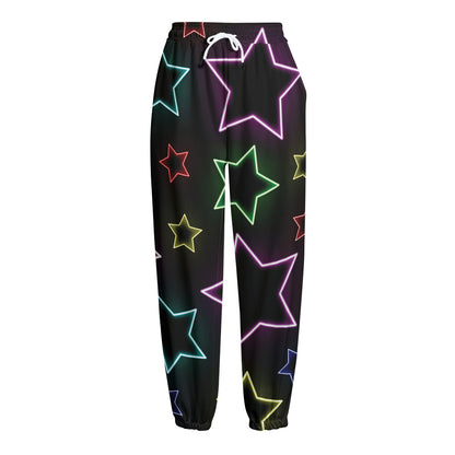 Lights Star Pattern Print Fleece Lined Knit Pants