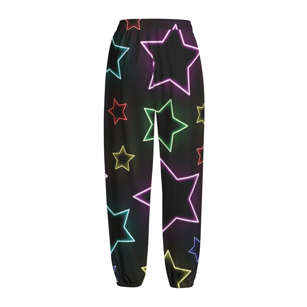 Lights Star Pattern Print Fleece Lined Knit Pants
