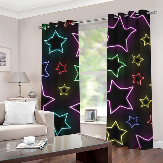 Lights Star Pattern Print Grommet Curtains