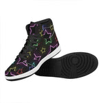 Lights Star Pattern Print High Top Leather Sneakers