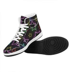Lights Star Pattern Print High Top Leather Sneakers