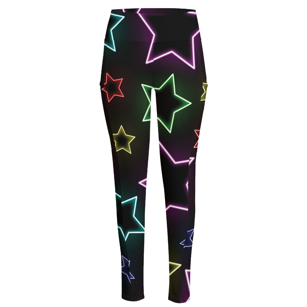 Lights Star Pattern Print High-Waisted Pocket Leggings