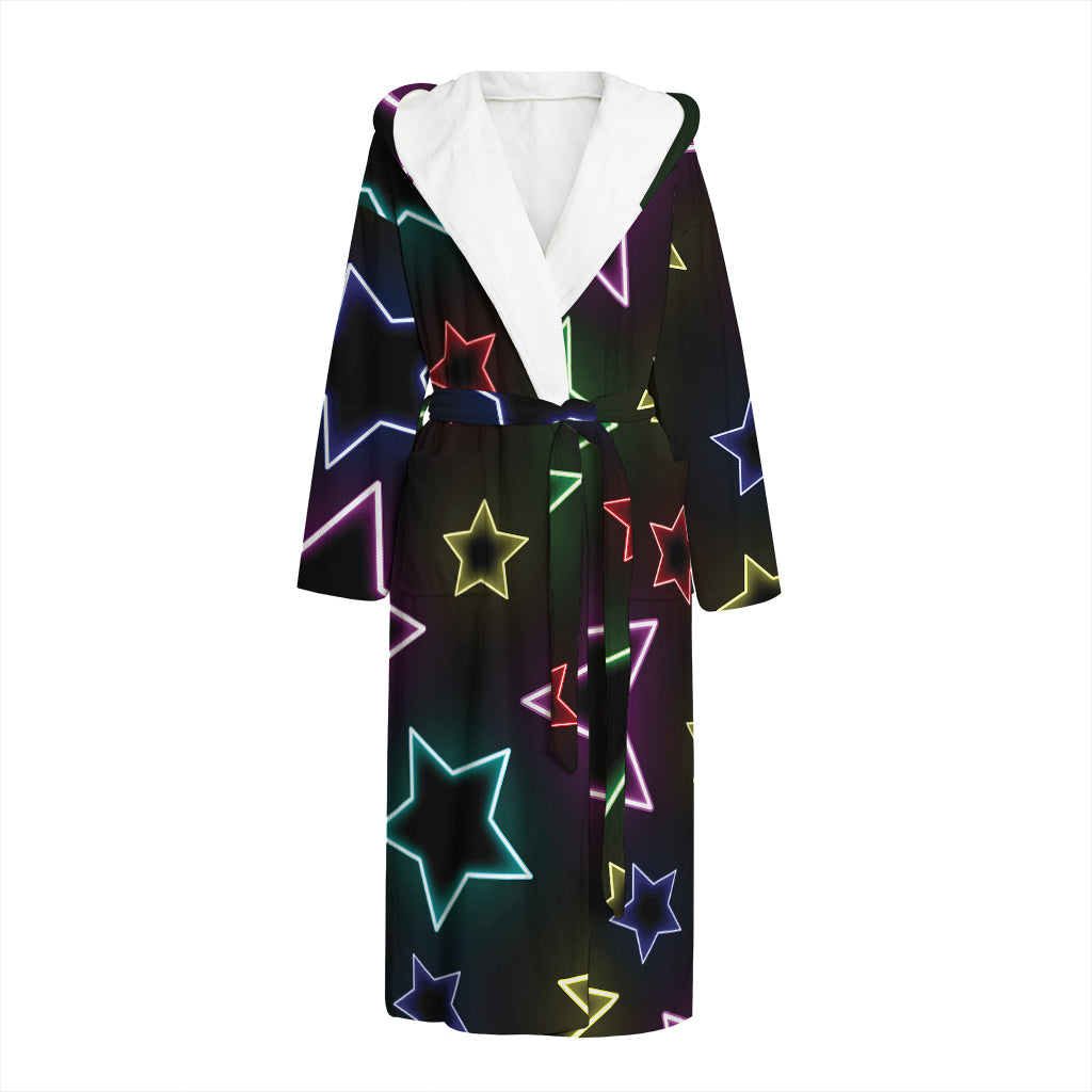 Lights Star Pattern Print Hooded Bathrobe
