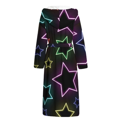 Lights Star Pattern Print Hooded Bathrobe