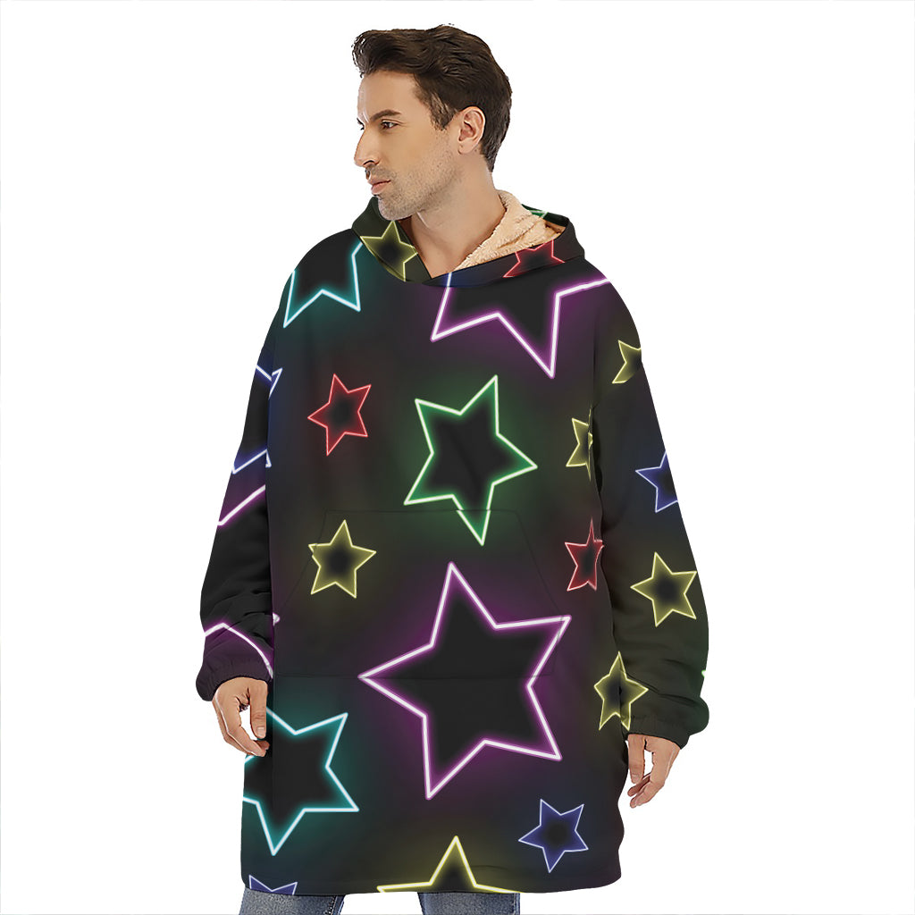 Lights Star Pattern Print Hoodie Blanket