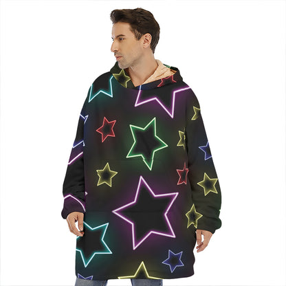 Lights Star Pattern Print Hoodie Blanket