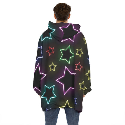 Lights Star Pattern Print Hoodie Blanket