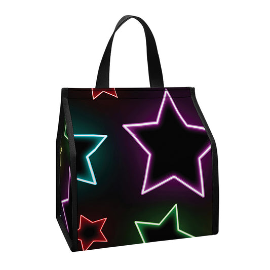 Lights Star Pattern Print Insulated Lunch Tote