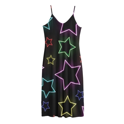 Lights Star Pattern Print Jersey Midi Cami Dress