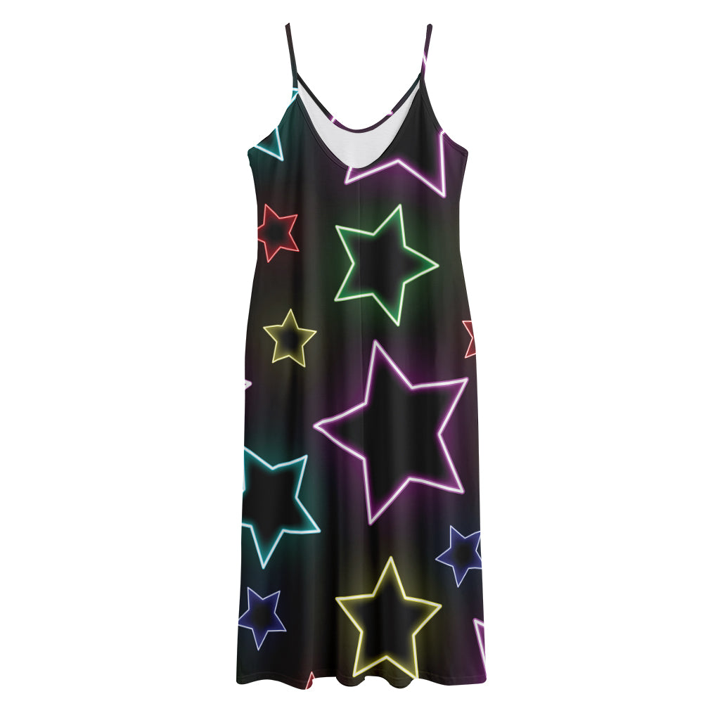 Lights Star Pattern Print Jersey Midi Cami Dress