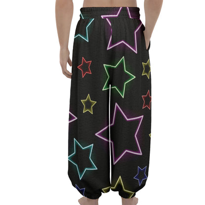 Lights Star Pattern Print Lantern Pants