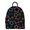 Lights Star Pattern Print Leather Backpack