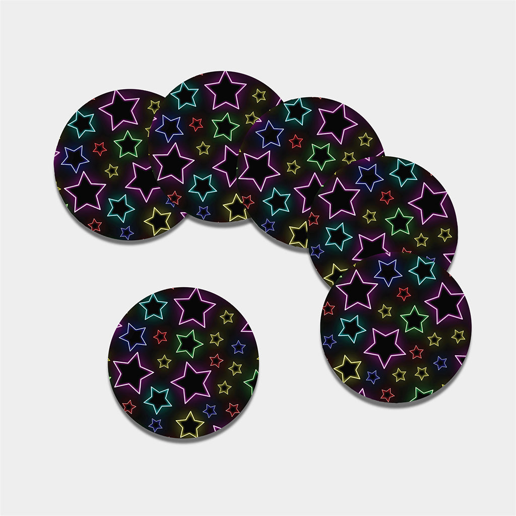Lights Star Pattern Print Leather Coaster Set