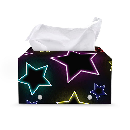 Lights Star Pattern Print Leather Tissue Box Cover