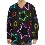 Lights Star Pattern Print Long Sleeve Baseball Jersey