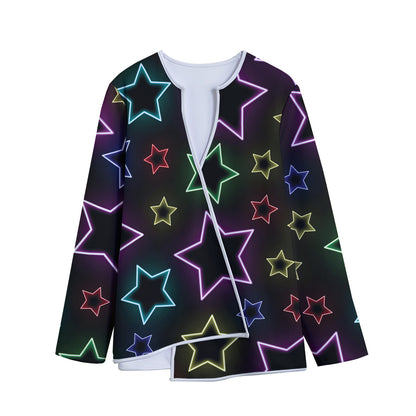 Lights Star Pattern Print Long Sleeve Short Coat
