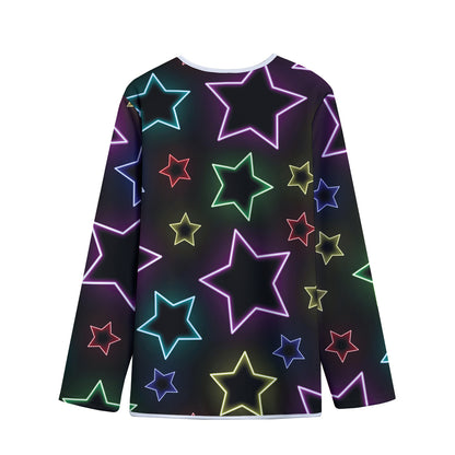 Lights Star Pattern Print Long Sleeve Short Coat