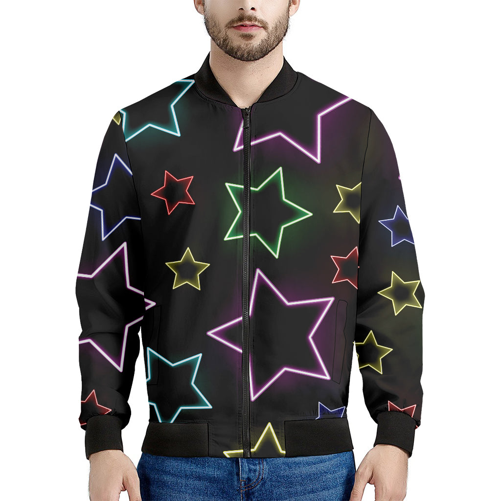 Lights Star Pattern Print Men's Bomber Jacket